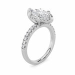 2CTW Marquise Shaped Lab Grown Diamond (F/VS) Halo Accented Engagement Ring in 14K Gold