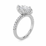 2CTW Marquise Shaped Lab Grown Diamond (F/VS) Halo Accented Engagement Ring in 14K Gold