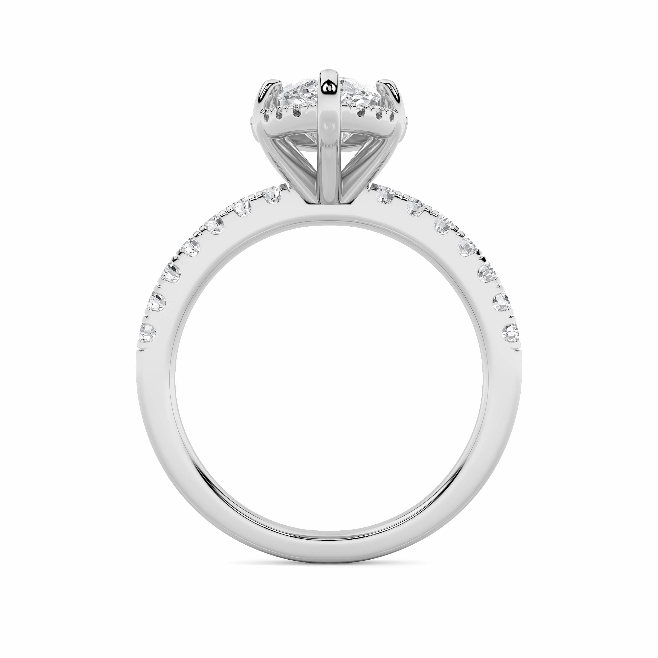 2CTW Marquise Shaped Lab Grown Diamond (F/VS) Halo Accented Engagement Ring in 14K Gold