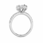 2CTW Marquise Shaped Lab Grown Diamond (F/VS) Halo Accented Engagement Ring in 14K Gold