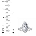 2CTW Marquise Shaped Lab Grown Diamond (F/VS) Halo Accented Engagement Ring in 14K Gold