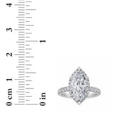 2CTW Marquise Shaped Lab Grown Diamond (F/VS) Halo Accented Engagement Ring in 14K Gold