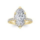 2CTW Marquise Shaped Lab Grown Diamond (F/VS) Halo Accented Engagement Ring in 14K Gold