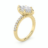 2CTW Marquise Shaped Lab Grown Diamond (F/VS) Halo Accented Engagement Ring in 14K Gold