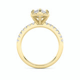 2CTW Marquise Shaped Lab Grown Diamond (F/VS) Halo Accented Engagement Ring in 14K Gold
