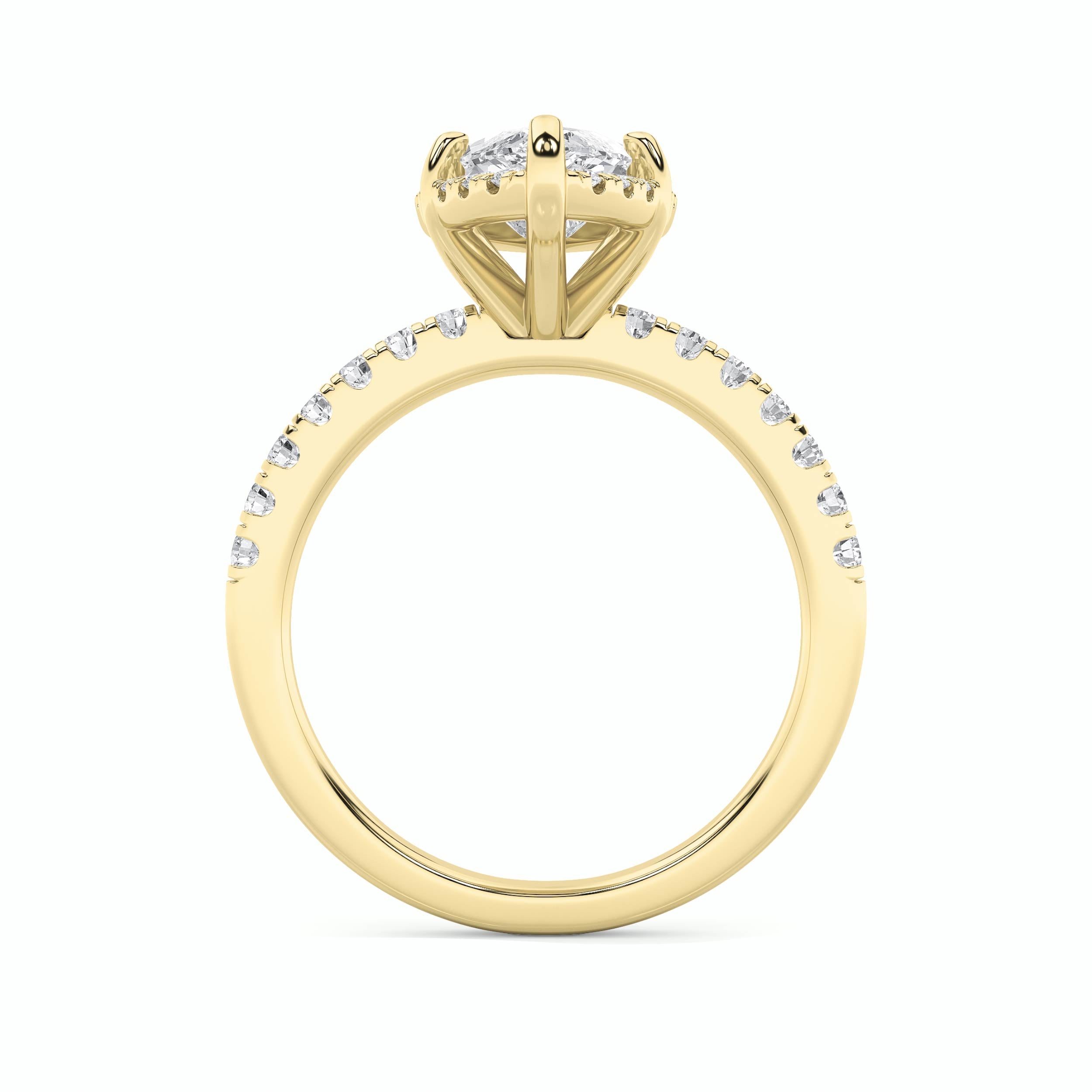 2CTW Marquise Shaped Lab Grown Diamond (F/VS) Halo Accented Engagement Ring in 14K Gold