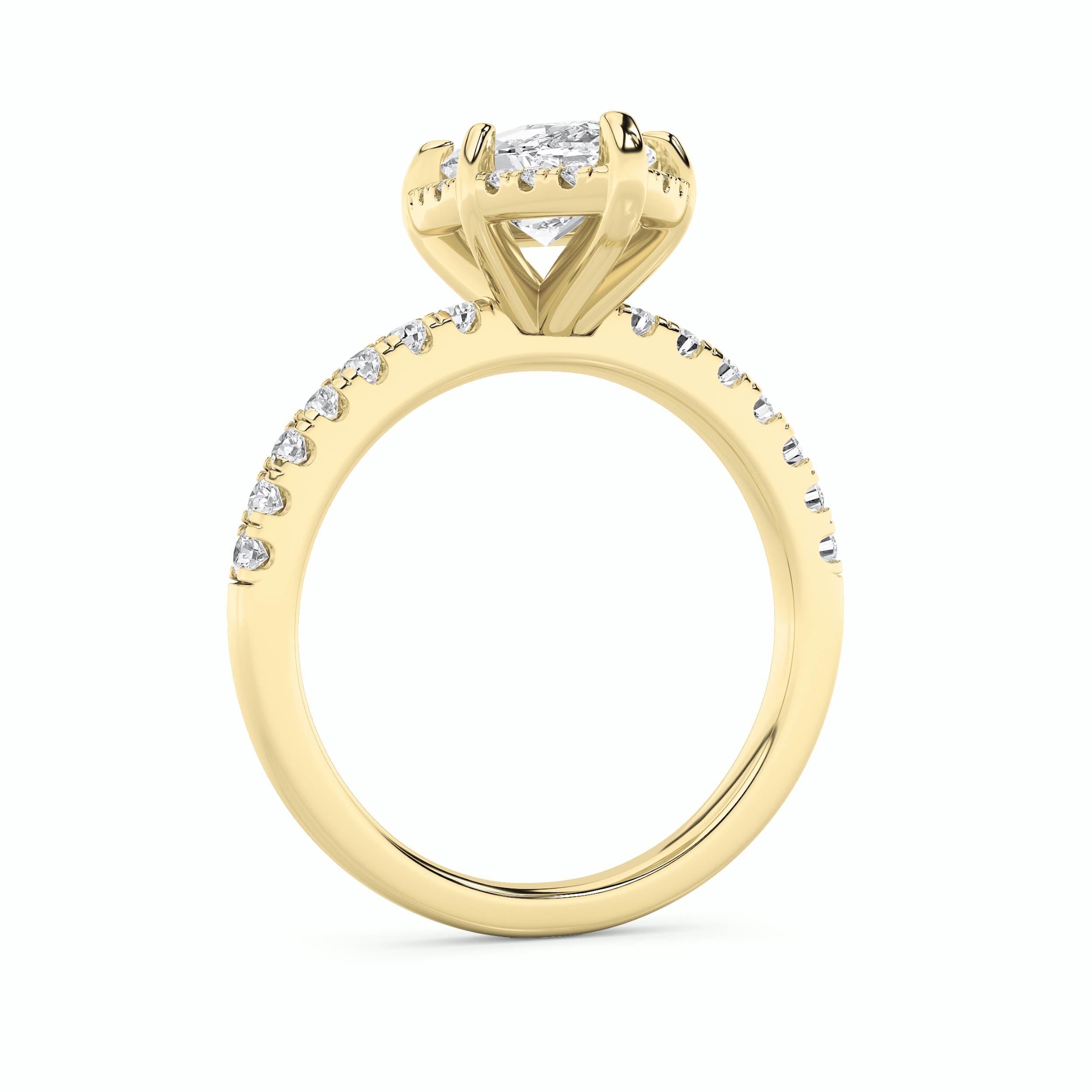 2CTW Marquise Shaped Lab Grown Diamond (F/VS) Halo Accented Engagement Ring in 14K Gold