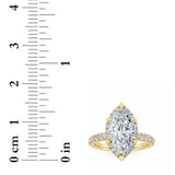 2CTW Marquise Shaped Lab Grown Diamond (F/VS) Halo Accented Engagement Ring in 14K Gold