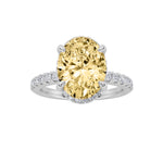 2CTW Oval Shaped Lab Grown Diamond (F/VS) Halo Accented Engagement Ring in 14K Gold