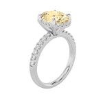 2CTW Oval Shaped Lab Grown Diamond (F/VS) Halo Accented Engagement Ring in 14K Gold