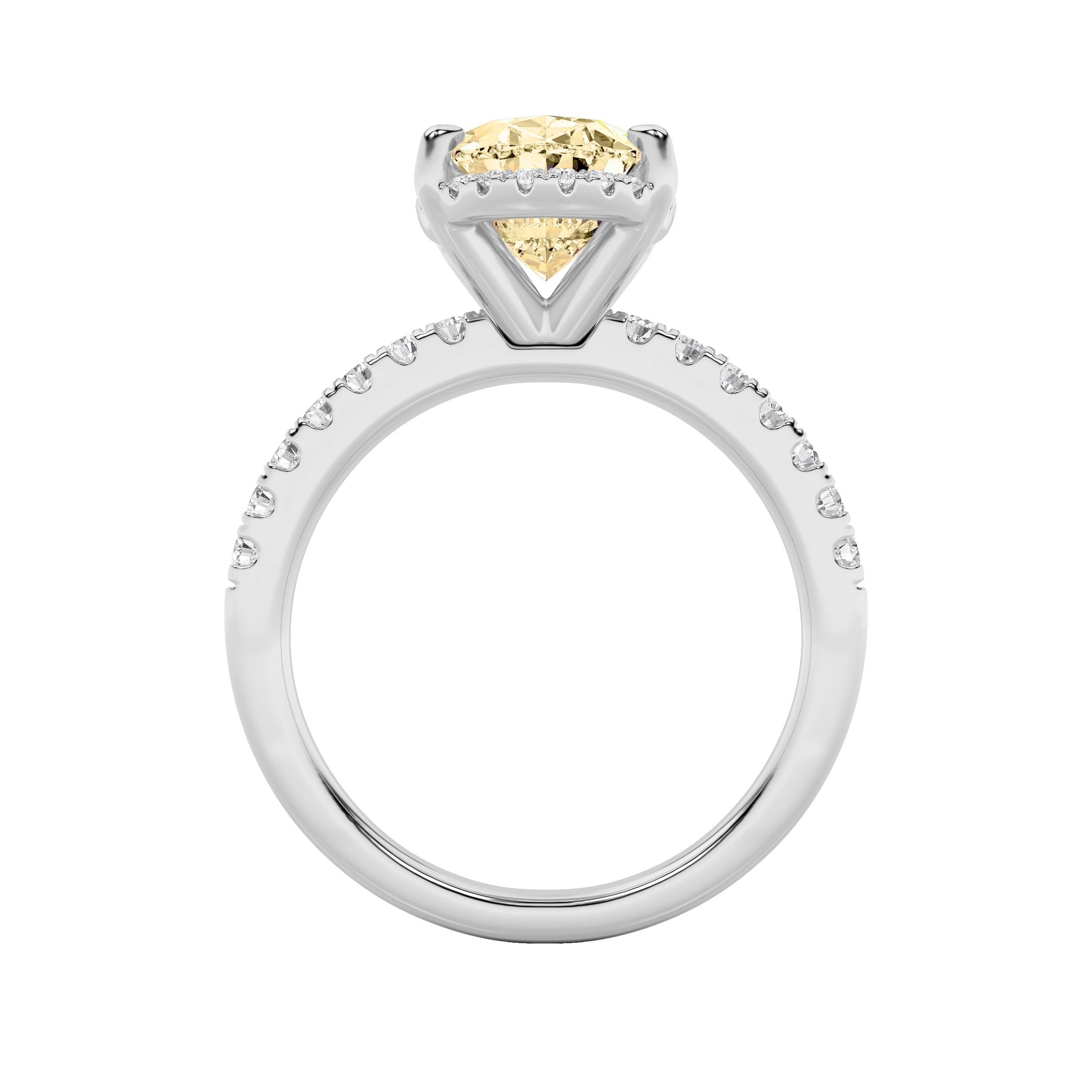 2CTW Oval Shaped Lab Grown Diamond (F/VS) Halo Accented Engagement Ring in 14K Gold