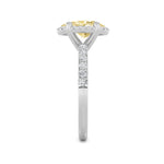 2CTW Oval Shaped Lab Grown Diamond (F/VS) Halo Accented Engagement Ring in 14K Gold