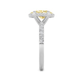 2CTW Oval Shaped Lab Grown Diamond (F/VS) Halo Accented Engagement Ring in 14K Gold