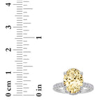 2CTW Oval Shaped Lab Grown Diamond (F/VS) Halo Accented Engagement Ring in 14K Gold