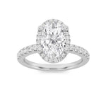 2CTW Oval Shaped Lab Grown Diamond (G/VS) Halo Accented Engagement Ring in 14K Gold