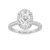 2CTW Oval Shaped Lab Grown Diamond (G/VS) Halo Accented Engagement Ring in 14K Gold