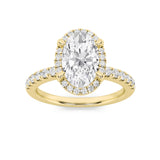 2CTW Oval Shaped Lab Grown Diamond (F/VS) Halo Accented Engagement Ring in 14K Gold