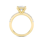 2CTW Oval Shaped Lab Grown Diamond (F/VS) Halo Accented Engagement Ring in 14K Gold