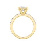 2CTW Oval Shaped Lab Grown Diamond (F/VS) Halo Accented Engagement Ring in 14K Gold