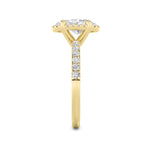 2CTW Oval Shaped Lab Grown Diamond (F/VS) Halo Accented Engagement Ring in 14K Gold