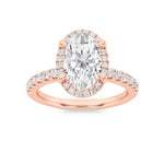 2CTW Oval Shaped Lab Grown Diamond (G/VS) Halo Accented Engagement Ring in 14K Gold
