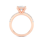2CTW Oval Shaped Lab Grown Diamond (G/VS) Halo Accented Engagement Ring in 14K Gold