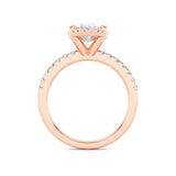 2CTW Oval Shaped Lab Grown Diamond (G/VS) Halo Accented Engagement Ring in 14K Gold