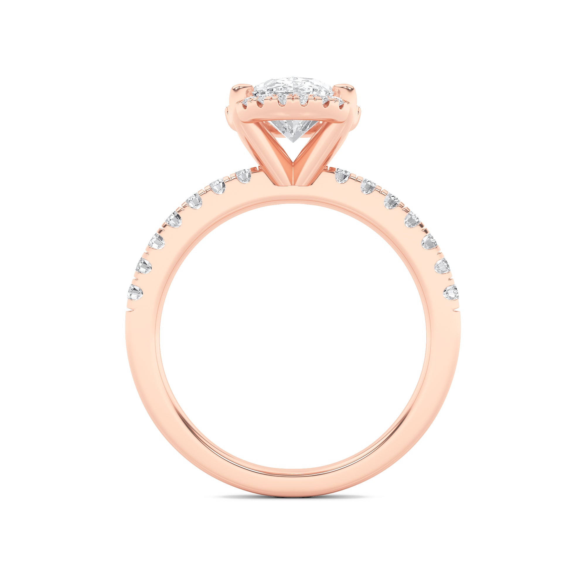 2CTW Oval Shaped Lab Grown Diamond (G/VS) Halo Accented Engagement Ring in 14K Gold