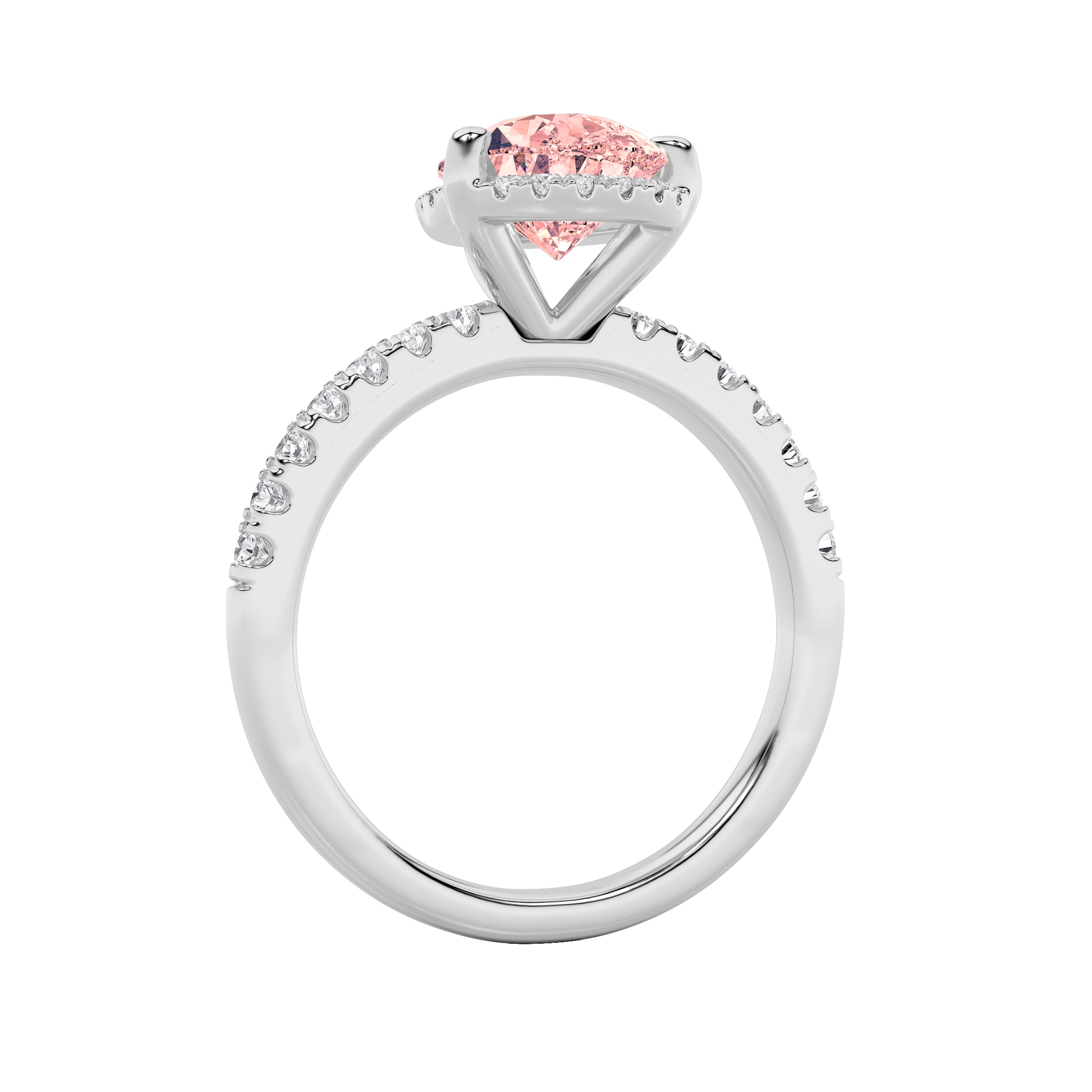 2CTW Pear Shaped Lab Grown Diamond (F/VS) Halo Accented Engagement Ring in 14K Gold