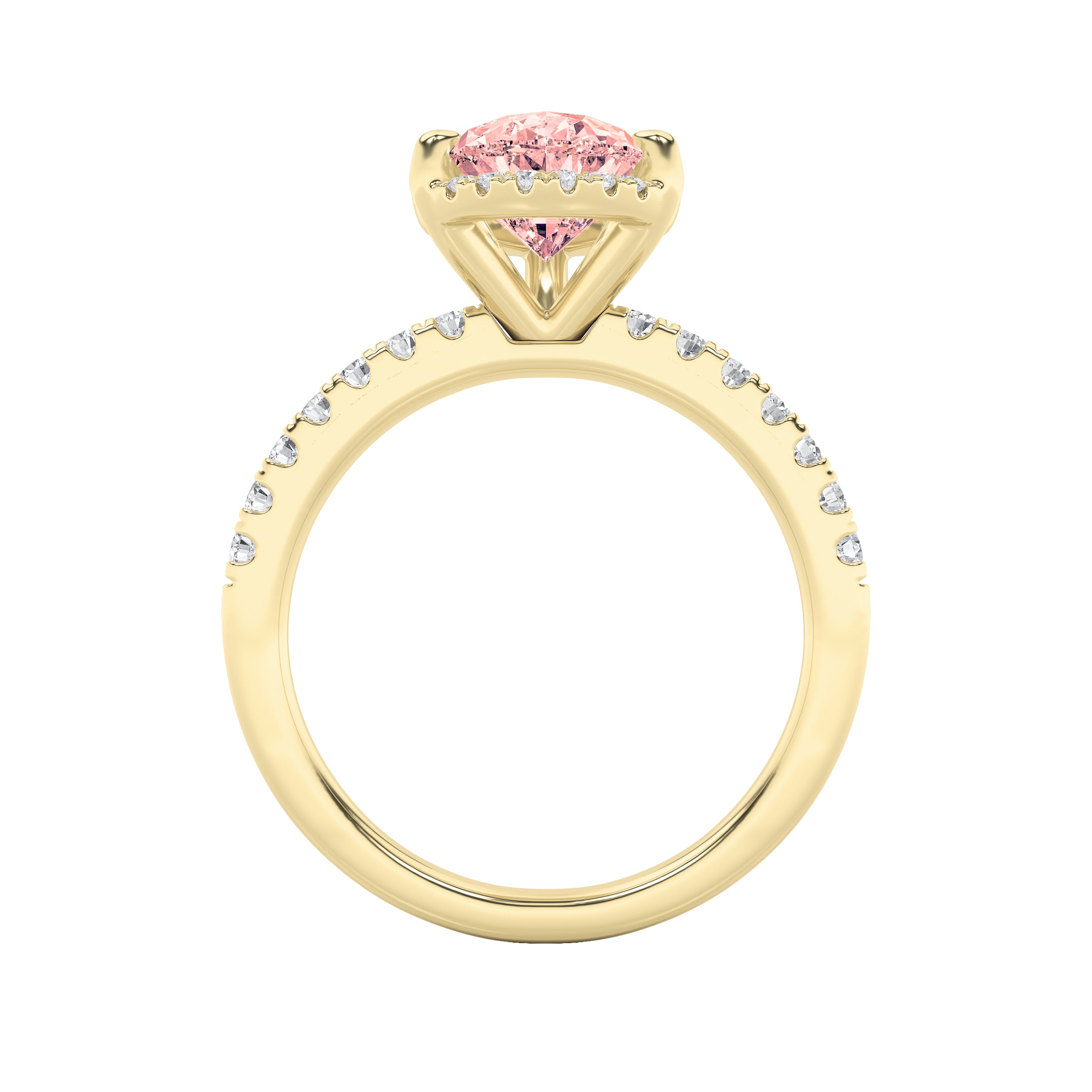 2CTW Pear Shaped Lab Grown Diamond (F/VS) Halo Accented Engagement Ring in 14K Gold