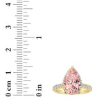 2CTW Pear Shaped Lab Grown Diamond (F/VS) Halo Accented Engagement Ring in 14K Gold