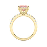 2CTW Pear Shaped Lab Grown Diamond (G/VS) Halo Accented Engagement Ring in 14K Gold