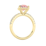 2CTW Pear Shaped Lab Grown Diamond (G/VS) Halo Accented Engagement Ring in 14K Gold