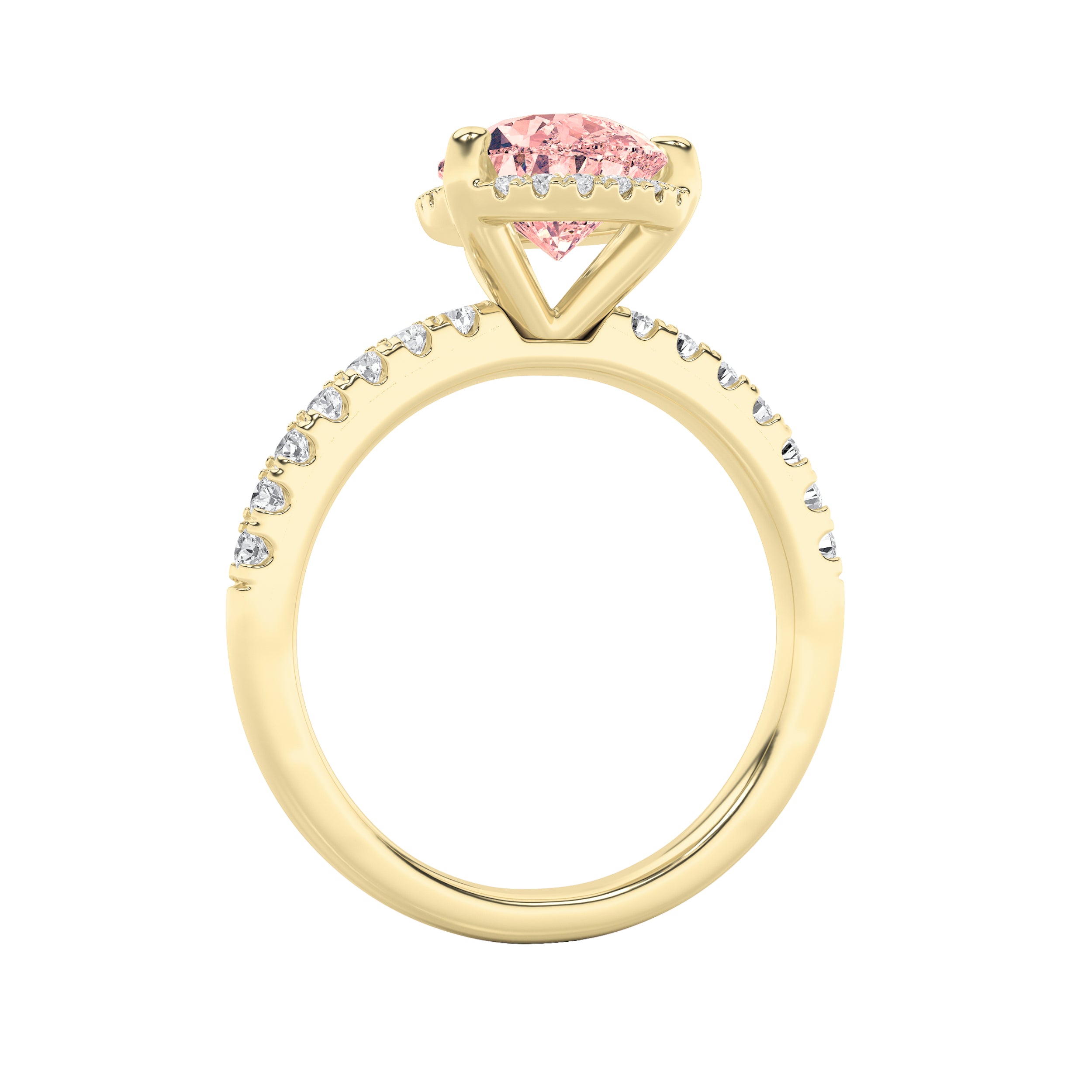 2CTW Pear Shaped Lab Grown Diamond (G/VS) Halo Accented Engagement Ring in 14K Gold