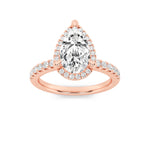2CTW Pear Shaped Lab Grown Diamond (F/VS) Halo Accented Engagement Ring in 14K Gold