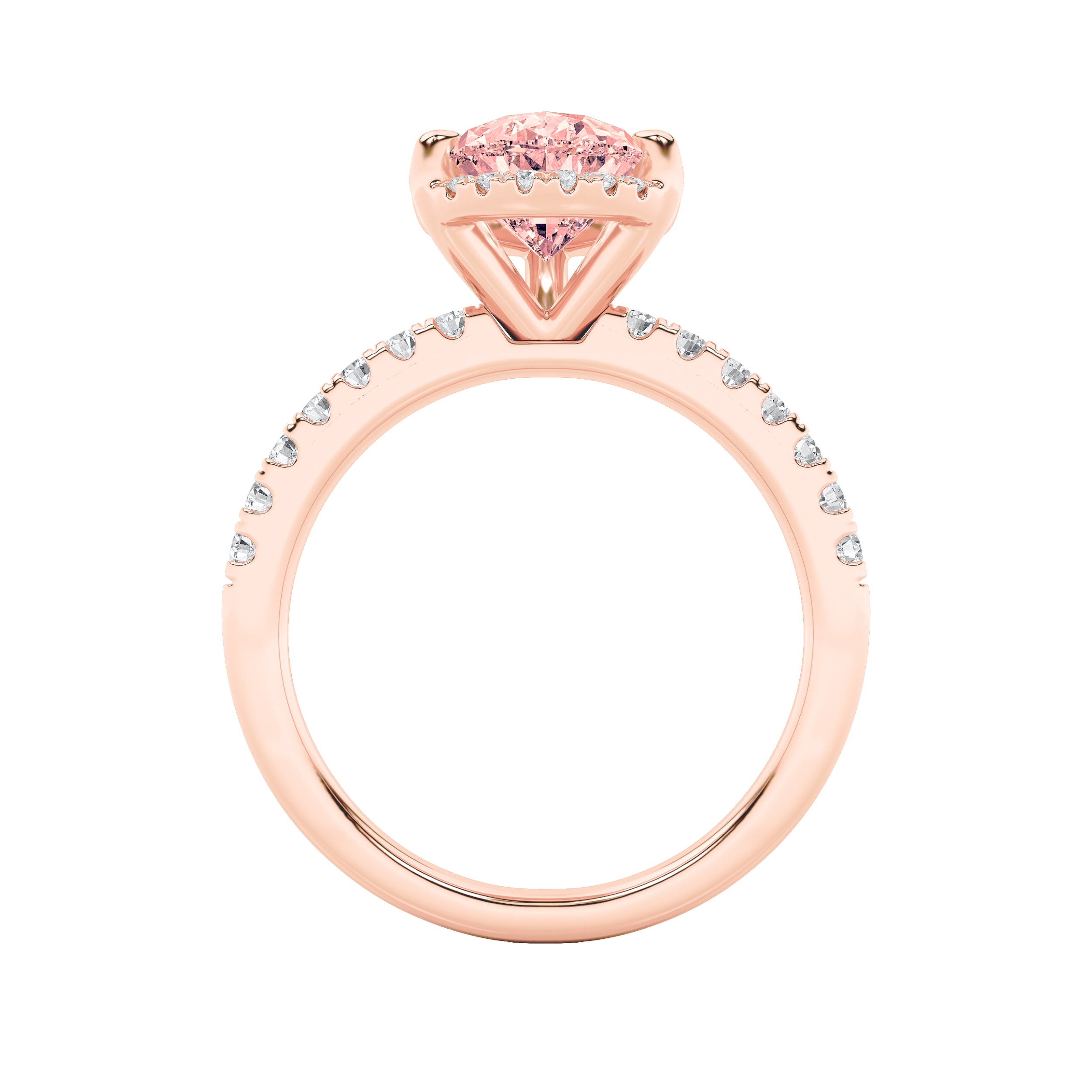 2CTW Pear Shaped Lab Grown Diamond (F/VS) Halo Accented Engagement Ring in 14K Gold