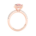 2CTW Pear Shaped Lab Grown Diamond (F/VS) Halo Accented Engagement Ring in 14K Gold