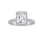 2CTW Radiant Shaped Lab Grown Diamond (F/VS) Halo Accented Engagement Ring in 14K Gold