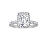 2CTW Radiant Shaped Lab Grown Diamond (F/VS) Halo Accented Engagement Ring in 14K Gold