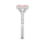 2CTW Radiant Shaped Lab Grown Diamond (F/VS) Halo Accented Engagement Ring in 14K Gold