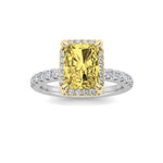 2CTW Radiant Shaped Lab Grown Diamond (F/VS) Halo Accented Engagement Ring in 14K Gold