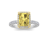 2CTW Radiant Shaped Lab Grown Diamond (F/VS) Halo Accented Engagement Ring in 14K Gold