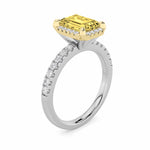 2CTW Radiant Shaped Lab Grown Diamond (F/VS) Halo Accented Engagement Ring in 14K Gold