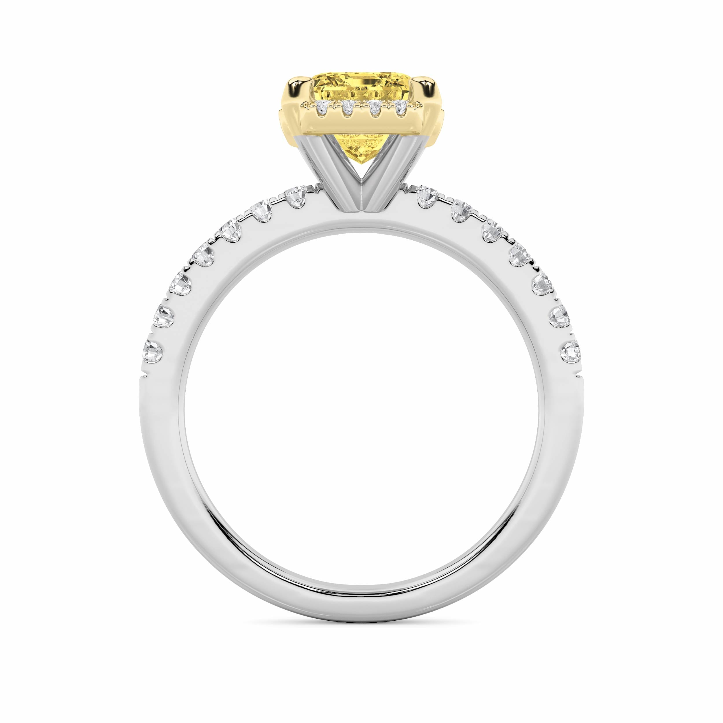 2CTW Radiant Shaped Lab Grown Diamond (F/VS) Halo Accented Engagement Ring in 14K Gold