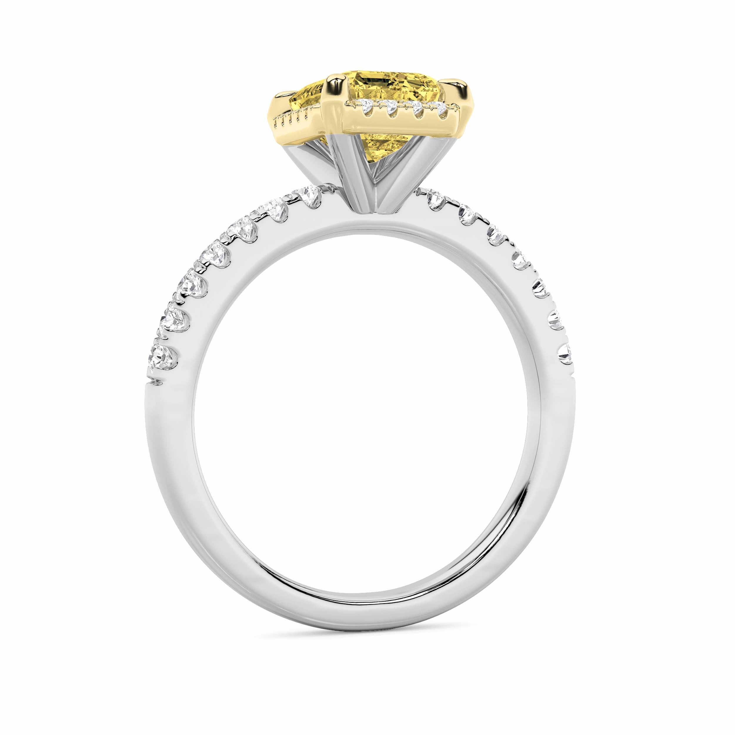 2CTW Radiant Shaped Lab Grown Diamond (F/VS) Halo Accented Engagement Ring in 14K Gold