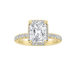 2CTW Radiant Shaped Lab Grown Diamond (F/VS) Halo Accented Engagement Ring in 14K Gold