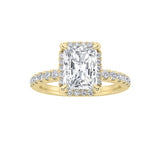 2CTW Radiant Shaped Lab Grown Diamond (F/VS) Halo Accented Engagement Ring in 14K Gold