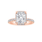 2CTW Radiant Shaped Lab Grown Diamond (F/VS) Halo Accented Engagement Ring in 14K Gold