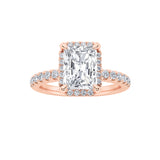 2CTW Radiant Shaped Lab Grown Diamond (F/VS) Halo Accented Engagement Ring in 14K Gold