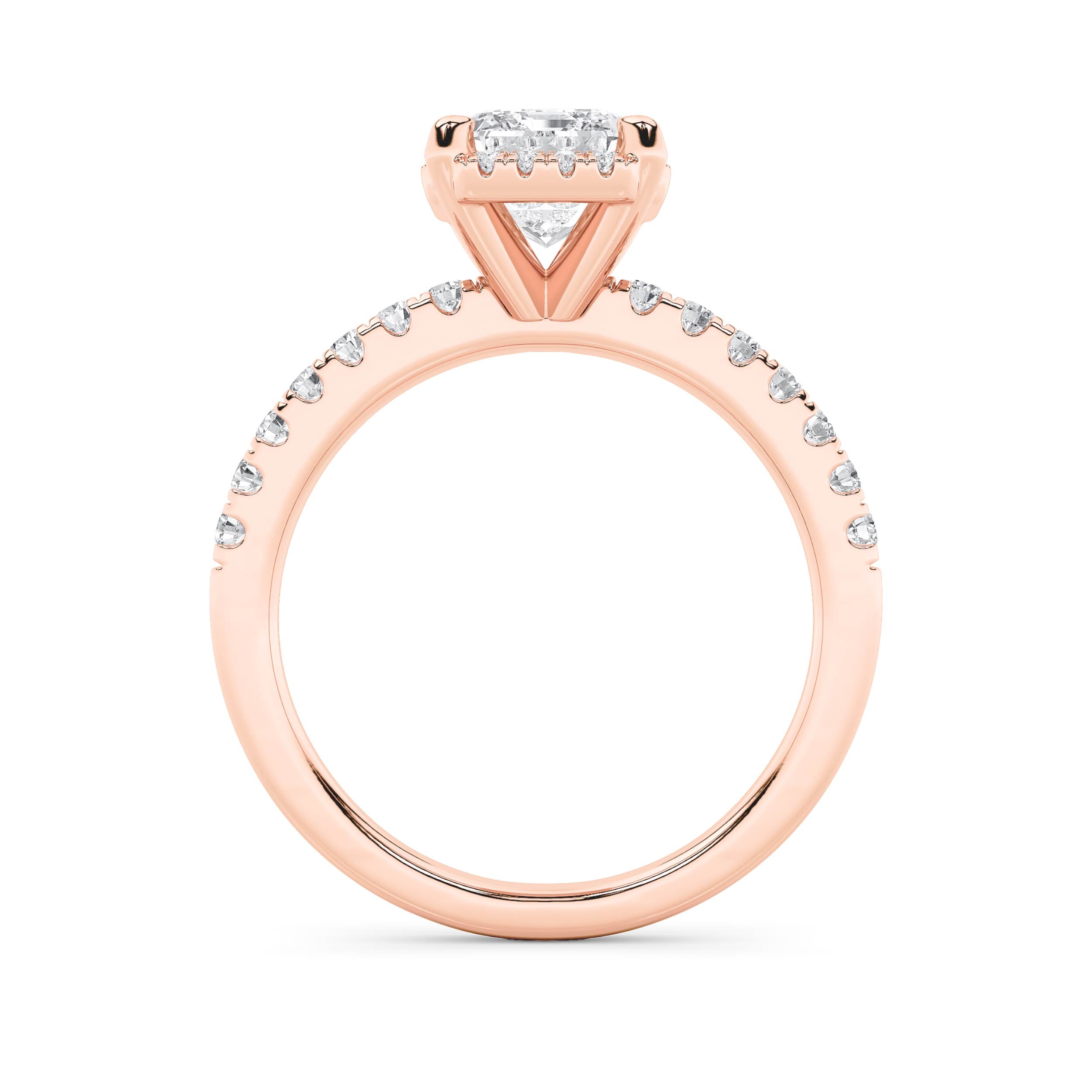 2CTW Radiant Shaped Lab Grown Diamond (F/VS) Halo Accented Engagement Ring in 14K Gold